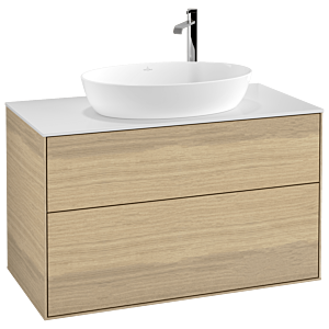 Villeroy et Boch Finion G88100PC 100x60.3cm, Emotion, plaque de recouvrement blanc mat, Oak Veneer