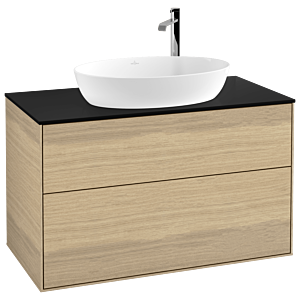 Villeroy et Boch Finion G88200PC 100x60.3cm, Emotion, plaque de recouvrement noir mat, Oak Veneer