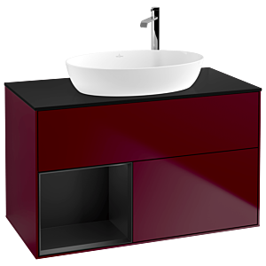 Villeroy and Boch Finion Villeroy and Boch Finion G892PDHB 100cm, cover plate black matt, Emotion, shelves black matt lacquer, Peony Matt