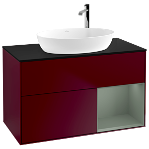 Villeroy and Boch Finion Villeroy and Boch Finion G902GMHB 100cm, cover plate black matt, Emotion, shelves olive matt lacquer, Peony Matt