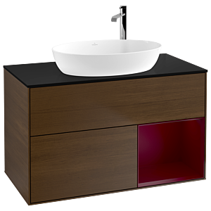 Villeroy and Boch Finion Villeroy and Boch Finion G902HBGN 100cm, cover plate black matt, Emotion, shelves Peony matt lacquer, Peony veneer