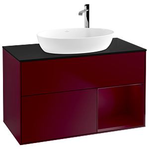 Villeroy and Boch Finion Villeroy and Boch Finion G902HBHB 100cm, cover plate black matt, Emotion, shelves Peony matt lacquer, Peony Matt