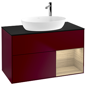 Villeroy and Boch Finion Villeroy and Boch Finion G902PCHB 100cm, cover plate black matt, Emotion, shelves Oak Veneer , Peony Matt