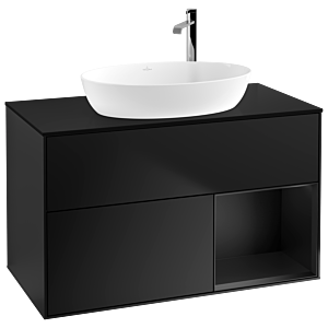 Villeroy and Boch Finion Villeroy and Boch Finion G902PDPD 100cm, cover plate black matt, Emotion, shelves Black matt lacquer, Black matt lacquer
