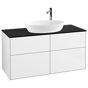 Villeroy und Boch Finion Waschtischunterschrank G91200GF 120x60,3cm, Emotion, Abdeckplatte black matt, Glossy white lacquer