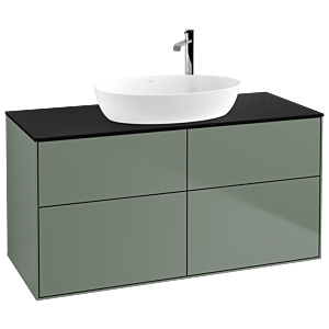 Villeroy et Boch Finion Villeroy et Boch vasque G91200GM 120x60,3 cm, Emotion, plaque de recouvrement noir mat, Olive Matt Lacquer