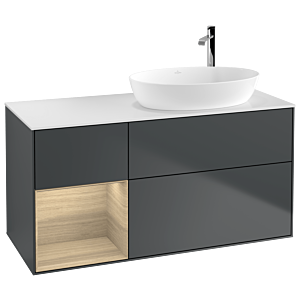 Villeroy et Boch Finion Villeroy et Boch G921PCHG 120cm, plaque de recouvrement blanc mat, Emotion, étagères Oak Veneer , Midnight Blue Matt Lacquer