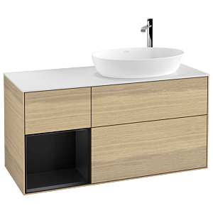 Villeroy and Boch Finion Villeroy and Boch Finion G921PDPC 120cm, cover plate white matt, Emotion, shelves black matt lacquer, Oak Veneer