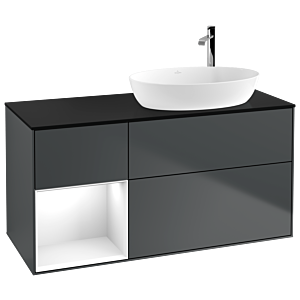 Villeroy and Boch Finion Villeroy and Boch Finion G922GFHG 120cm, cover plate black matt, Emotion, shelves Glossy white lacquer, Midnight Blue Matt Lacquer