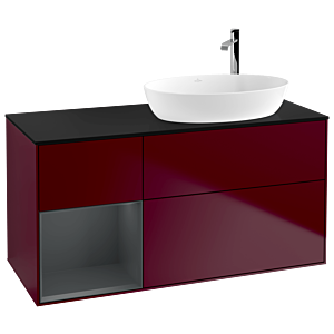 Villeroy und Boch Finion Waschtischunterschrank G922HGHB 120cm, Abdeckplatte black matt, Emotion, Regale Midnight matt lacquer, Peony Matt