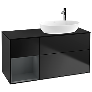 Villeroy et Boch Finion Villeroy et Boch G922HGPD 120cm, plaque de recouvrement noir mat, Emotion, étagères Laque mate minuit, Laque noire mate