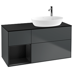 Villeroy et Boch Finion Villeroy et Boch G922PDHG 120cm, plaque de recouvrement noire mate, Emotion, étagères Blue Matt Lacquer noir mat, Midnight Blue Matt Lacquer