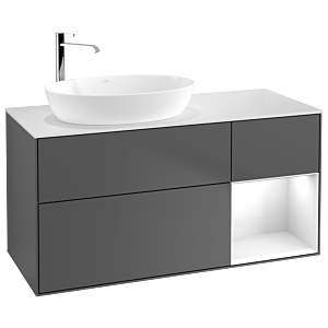 Villeroy and Boch Finion Villeroy and Boch Finion G931GFGK 120cm, cover plate white matt, Emotion, shelves Glossy white lacquer, anthracite matt