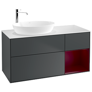 Villeroy et Boch Finion Villeroy et Boch G931HBHG 120cm, plaque de finition blanc mat, Emotion, étagères Peony laqué mat, Midnight Blue Matt Lacquer