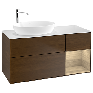 Villeroy und Boch Finion Waschtischunterschrank G931PCGN 120cm, Abdeckplatte white matt, Emotion, Regale Oak Veneer, Walnut veneer