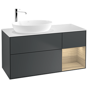 Villeroy und Boch Finion Waschtischunterschrank G931PCHG 120cm, Abdeckplatte white matt, Emotion, Regale Oak Veneer, Midnight Blue Matt Lacquer