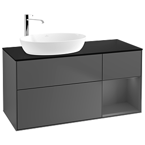 Villeroy und Boch Finion Waschtischunterschrank G932GKGK 120cm, Abdeckplatte black matt, Emotion, Regale Anthracite matt lacquer, Anthracite matt