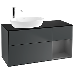 Villeroy und Boch Finion Waschtischunterschrank G932GKHG 120cm, Abdeckplatte black matt, Emotion, Regale Anthracite matt lacquer, Midnight Blue Matt Lacquer