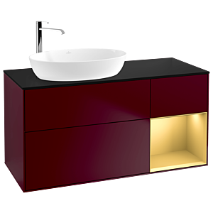 Villeroy et Boch Finion Villeroy et Boch G932HFHB 120cm, plaque de finition noir mat, Emotion, étagères laqué or mat, Peony Matt