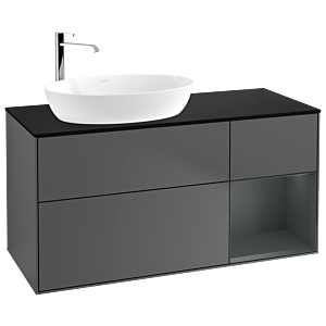 Villeroy und Boch Finion Waschtischunterschrank G932HGGK 120cm, Abdeckplatte black matt, Emotion, Regale Midnight matt lacquer, Anthracite matt