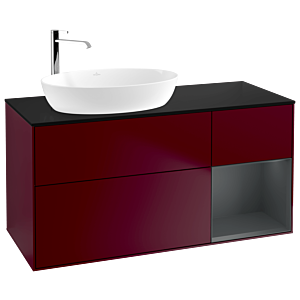 Villeroy und Boch Finion Waschtischunterschrank G932HGHB 120cm, Abdeckplatte black matt, Emotion, Regale Midnight matt lacquer, Peony Matt