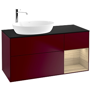 Villeroy et Boch Finion Villeroy et Boch G932PCHB 120cm, plaque de recouvrement noir mat, emotion, étagères Oak Veneer , Peony Matt