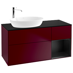 Villeroy et Boch Finion Villeroy et Boch G932PDHB 120cm, plaque de finition noir mat, Emotion, étagères laqué noir mat, Peony Matt