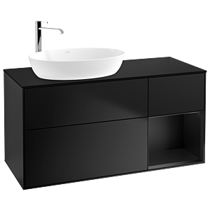 Villeroy und Boch Finion Waschtischunterschrank G932PDPD 120cm, Abdeckplatte black matt, Emotion, Regale Black matt lacquer, Black matt lacquer