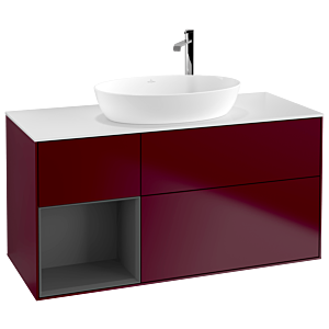 Villeroy et Boch Finion Villeroy et Boch G941GKHB 120cm, plaque de recouvrement blanc mat, Emotion, étagères laqué anthracite mat, Peony Matt