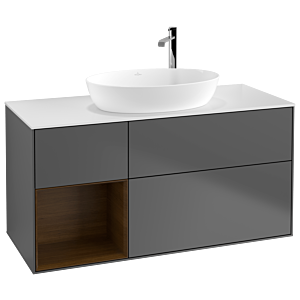 Villeroy and Boch Finion Villeroy and Boch Finion G941GNGK 120cm, cover plate white matt, Emotion, shelves Walnut Veneer , anthracite matt