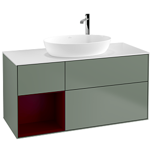 Villeroy und Boch Finion Waschtischunterschrank G941HBGM 120cm, Abdeckplatte white matt, Emotion, Regale Peony matt lacquer, Olive Matt Lacquer