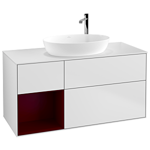 Villeroy und Boch Finion Waschtischunterschrank G941HBMT 120cm, Abdeckplatte white matt, Emotion, Regale Peony matt lacquer, White matt lacquer