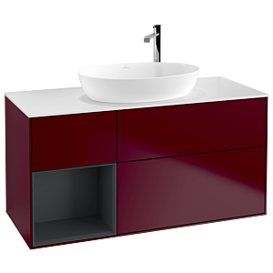 Villeroy und Boch Finion Waschtischunterschrank G941HGHB 120cm, Abdeckplatte white matt, Emotion, Regale Midnight matt lacquer, Peony Matt