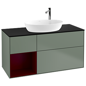 Villeroy and Boch Finion Villeroy and Boch Finion G942HBGM 120cm, cover plate black matt, Emotion, shelves Peony matt lacquer, Olive Matt Lacquer
