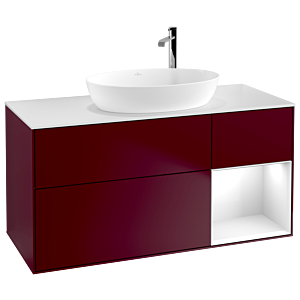 Villeroy et Boch Finion Villeroy et Boch G951GFHB 120cm, plaque de finition blanc mat, Emotion, étagères Laque blanc brillant, Peony Matt