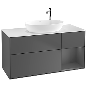 Villeroy and Boch Finion Villeroy and Boch Finion G951GKGK 120cm, cover plate white matt, Emotion, shelves anthracite matt lacquer, anthracite matt