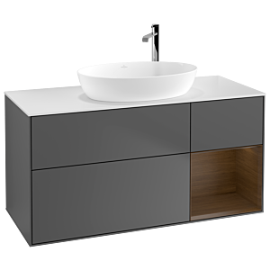 Villeroy and Boch Finion Villeroy and Boch Finion G951GNGK 120cm, cover plate white matt, Emotion, shelves Walnut Veneer , anthracite matt
