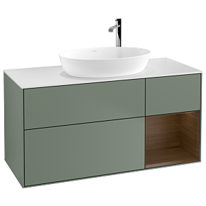 Villeroy et Boch Finion Villeroy et Boch G951GNGM 120cm, plaque de recouvrement blanc mat, emotion, étagères Walnut Veneer , Olive Matt Lacquer