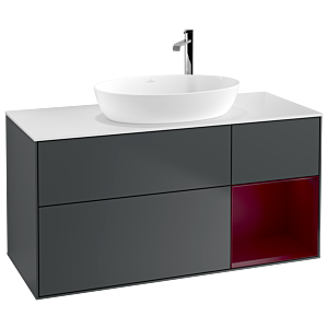 Villeroy et Boch Finion Villeroy et Boch G951HBHG 120cm, plaque de recouvrement blanc mat, Emotion, étagères Peony laqué mat, Midnight Blue Matt Lacquer