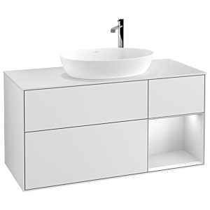 Villeroy und Boch Finion Waschtischunterschrank G951MTMT 120cm, Abdeckplatte white matt, Emotion, Regale White matt lacquer, White matt lacquer