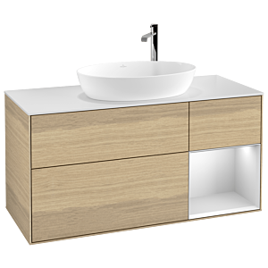 Villeroy et Boch Finion Villeroy et Boch G951MTPC 120cm, plaque de recouvrement blanc mat, Emotion, étagères laqué blanc mat, Oak Veneer