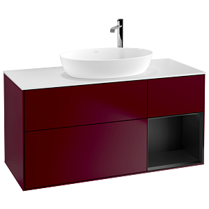 Villeroy und Boch Finion Waschtischunterschrank G951PDHB 120cm, Abdeckplatte white matt, Emotion, Regale Black matt lacquer, Peony Matt