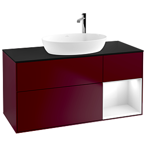 Villeroy et Boch Finion Villeroy et Boch G952GFHB 120cm, plaque de finition noir mat, Emotion, étagères Laque blanc brillant, Peony Matt