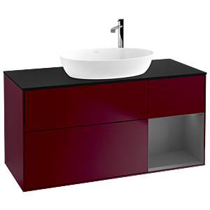 Villeroy und Boch Finion Waschtischunterschrank G952GKHB 120cm, Abdeckplatte black matt, Emotion, Regale Anthracite matt lacquer, Peony Matt