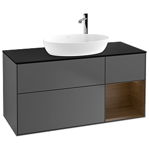Villeroy and Boch Finion Villeroy and Boch Finion G952GNGK 120cm, cover plate black matt, Emotion, shelves Walnut Veneer , anthracite matt