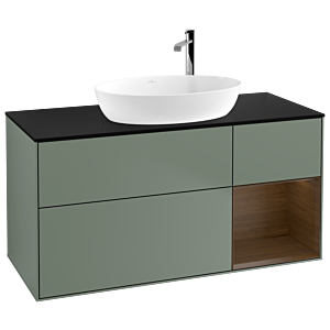 Villeroy and Boch Finion Villeroy and Boch Finion G952GNGM 120cm, cover plate black matt, Emotion, shelves Walnut Veneer , Olive Matt Lacquer