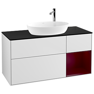 Villeroy and Boch Finion Villeroy and Boch Finion G952HBMT 120cm, cover plate black matt, Emotion, shelves Peony matt lacquer, white matt lacquer