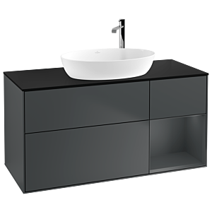Villeroy et Boch Finion Villeroy et Boch G952HGHG 120cm, plaque de finition noir mat, Emotion, étagères Midnight mat laqué, Midnight Blue Matt Lacquer