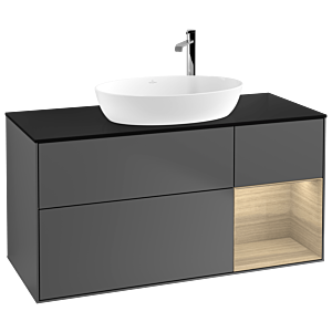 Villeroy and Boch Finion Villeroy and Boch Finion G952PCGK 120cm, cover plate black matt, Emotion, shelves Oak Veneer , anthracite matt