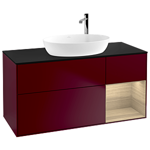 Villeroy et Boch Finion Villeroy et Boch G952PCHB 120cm, plaque de recouvrement noir mat, emotion, étagères Oak Veneer , Peony Matt